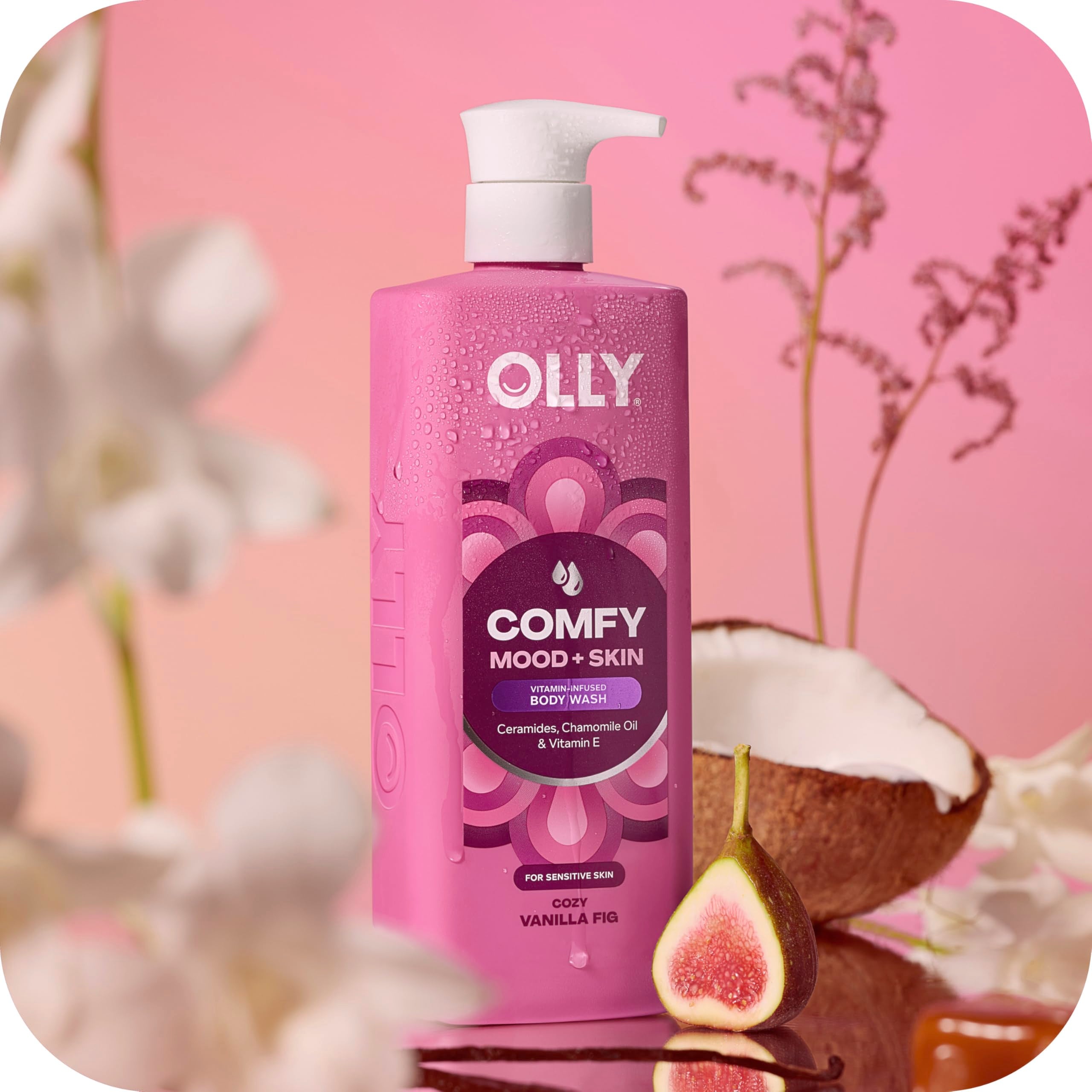 OLLY visual of fig and vanilla notes conveying warm comforting aroma benefit
