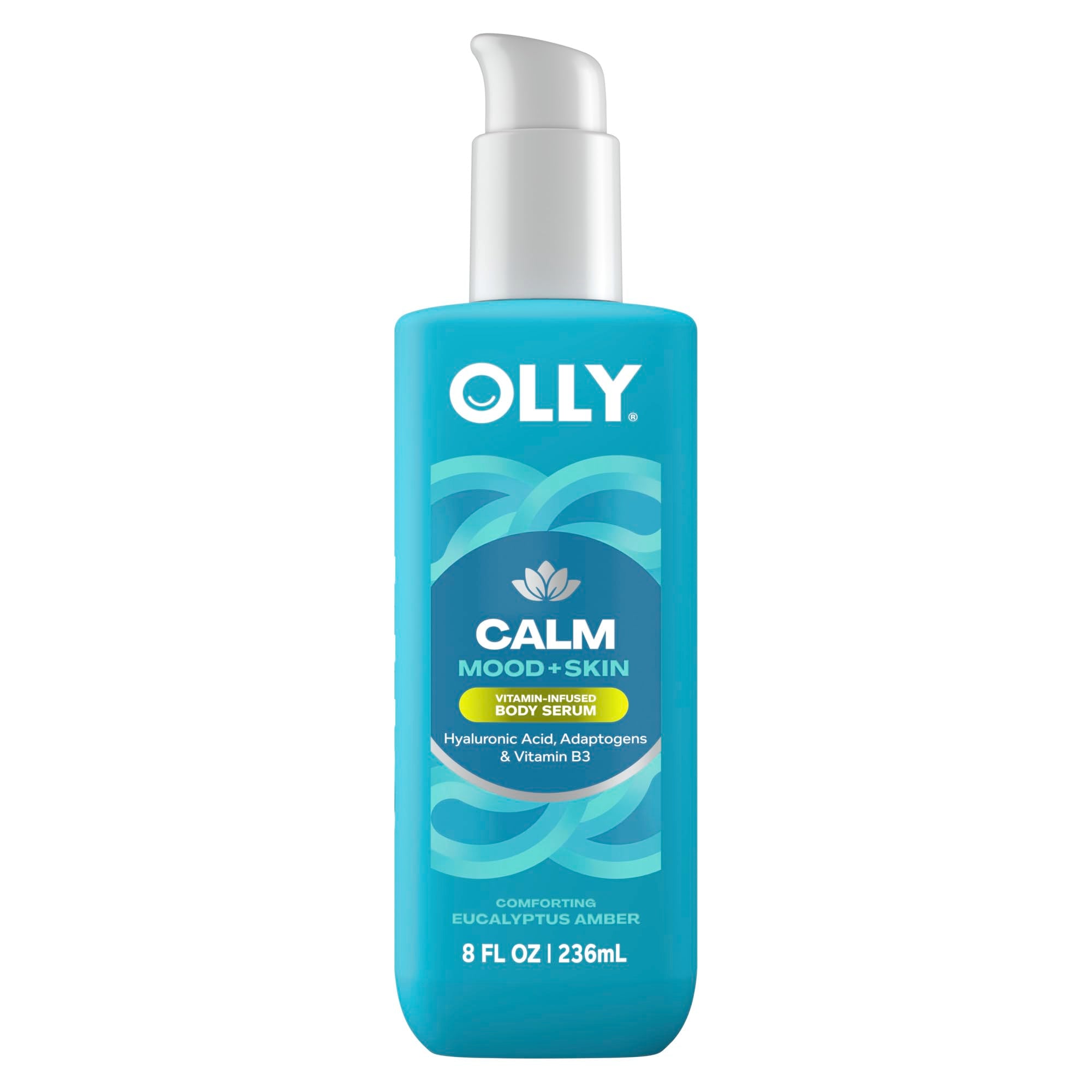 OLLY front packaging of Calm Body Serum showing product and benefits