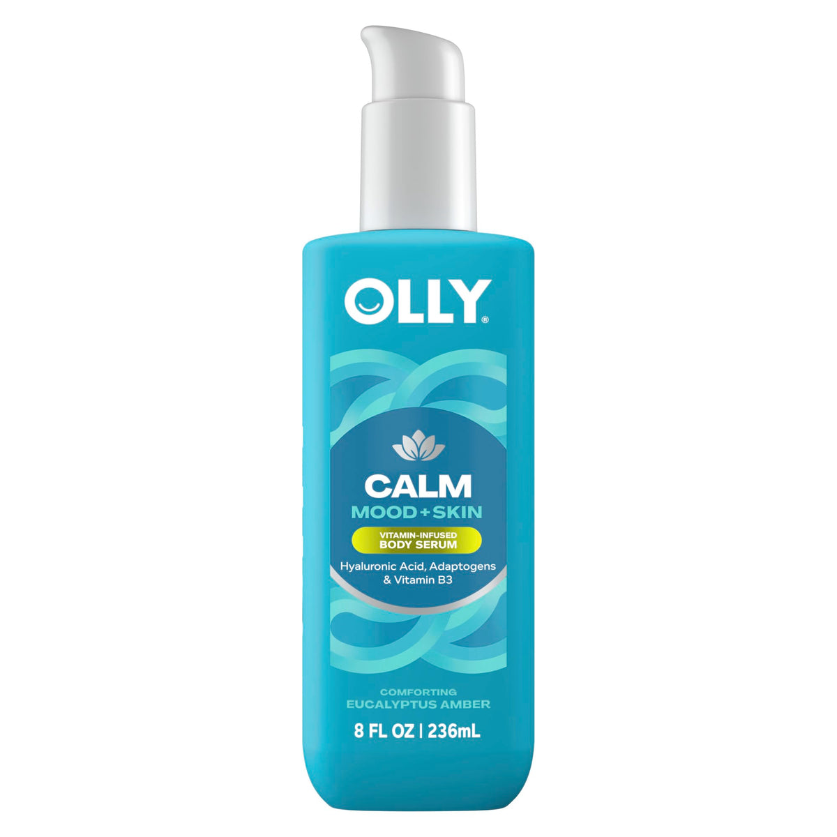 OLLY front packaging of Calm Body Serum showing product and benefits