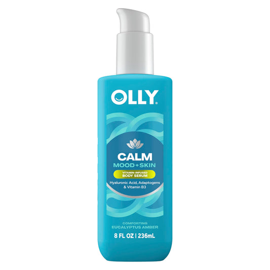 OLLY front packaging of Calm Body Serum showing product and benefits