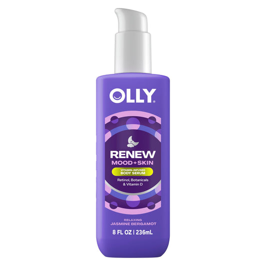 OLLY front bottle showing label and jasmine bergamot scent for calming routine