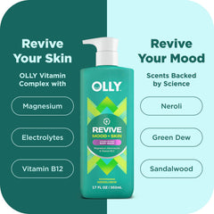 OLLY creamy gel texture on hand showing rich lather and gentle hydration