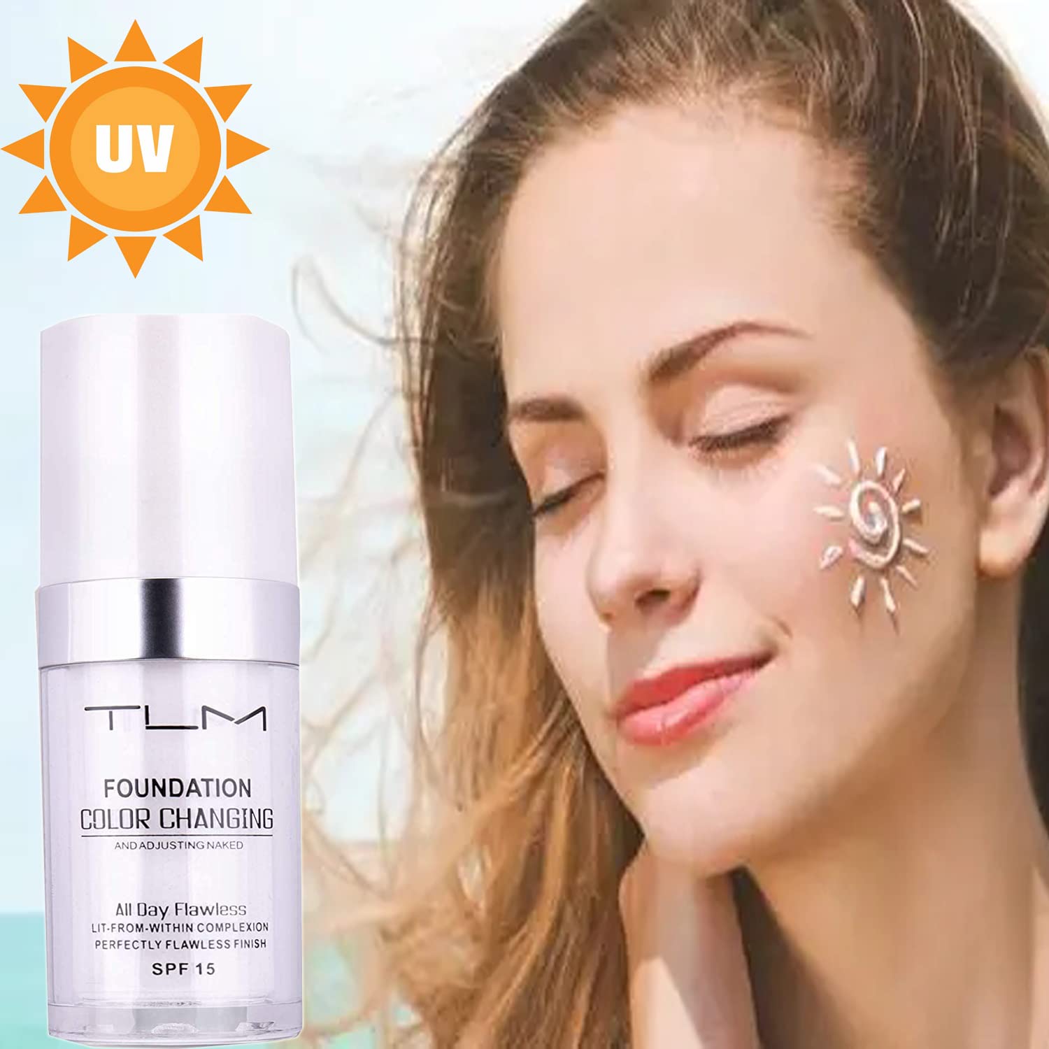 Omaky before and after half-face demonstrating coverage and evening of skin tone