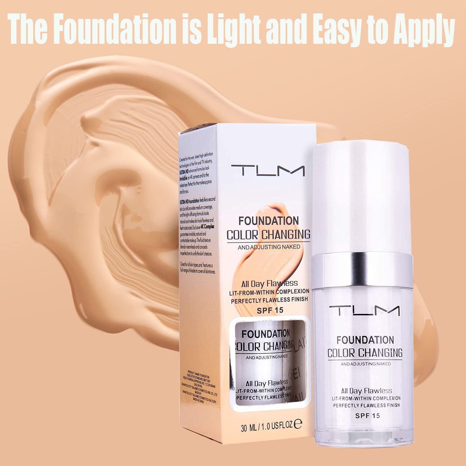 Omaky foundation swatched on hand demonstrating colour change and natural matching benefit