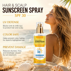 Omexry fine mist on hair strand showing lightweight coverage and non-greasy finish