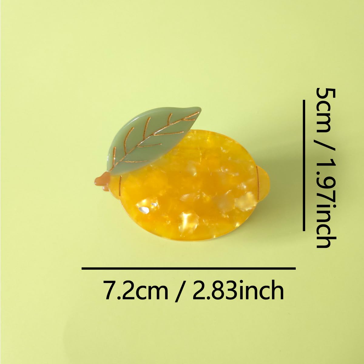 OMG Decor lemon claw clip side profile highlighting sturdy spring and slim silhouette benefit