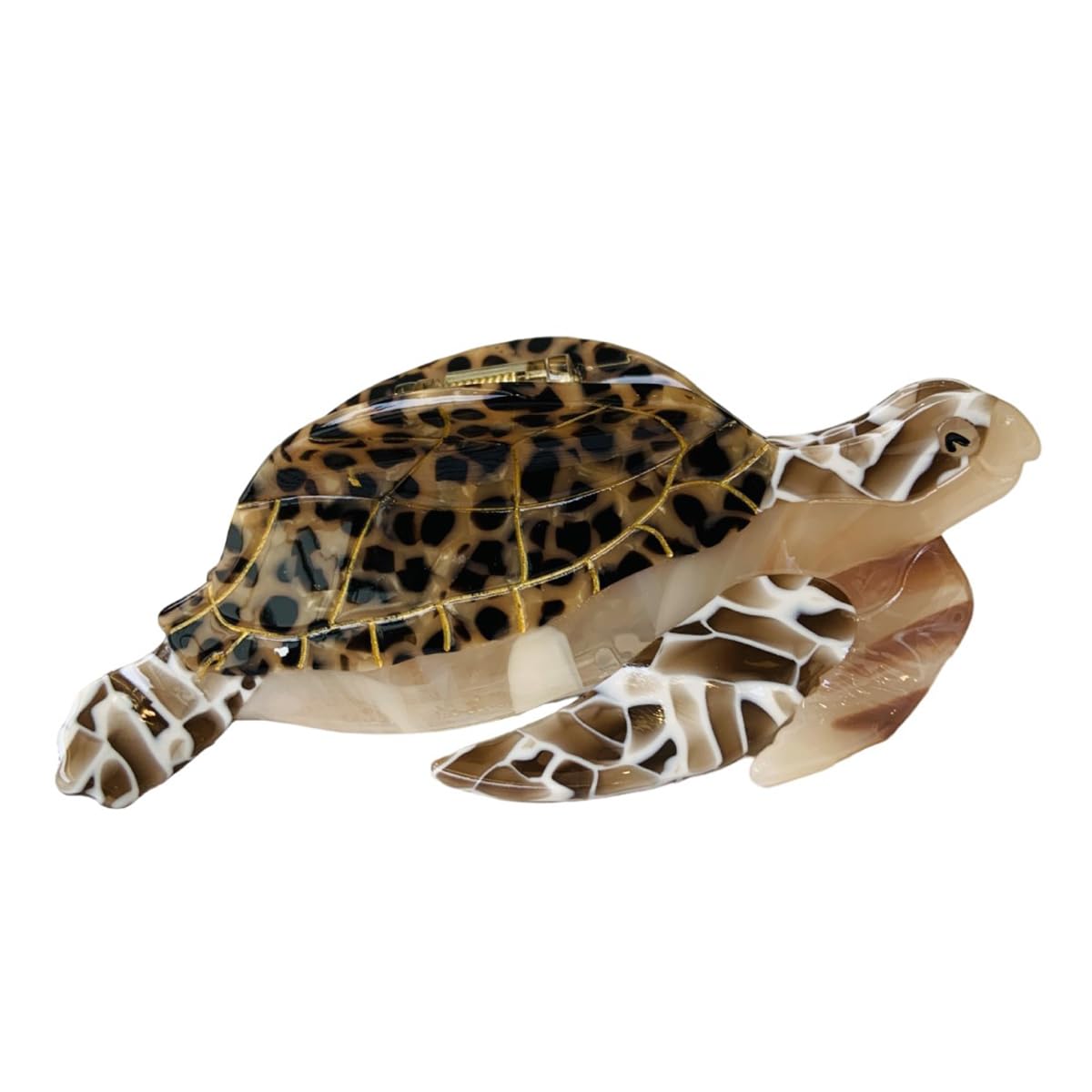 OMG Decor front view of sea turtle hair clip showing elegant brown finish and secure hold