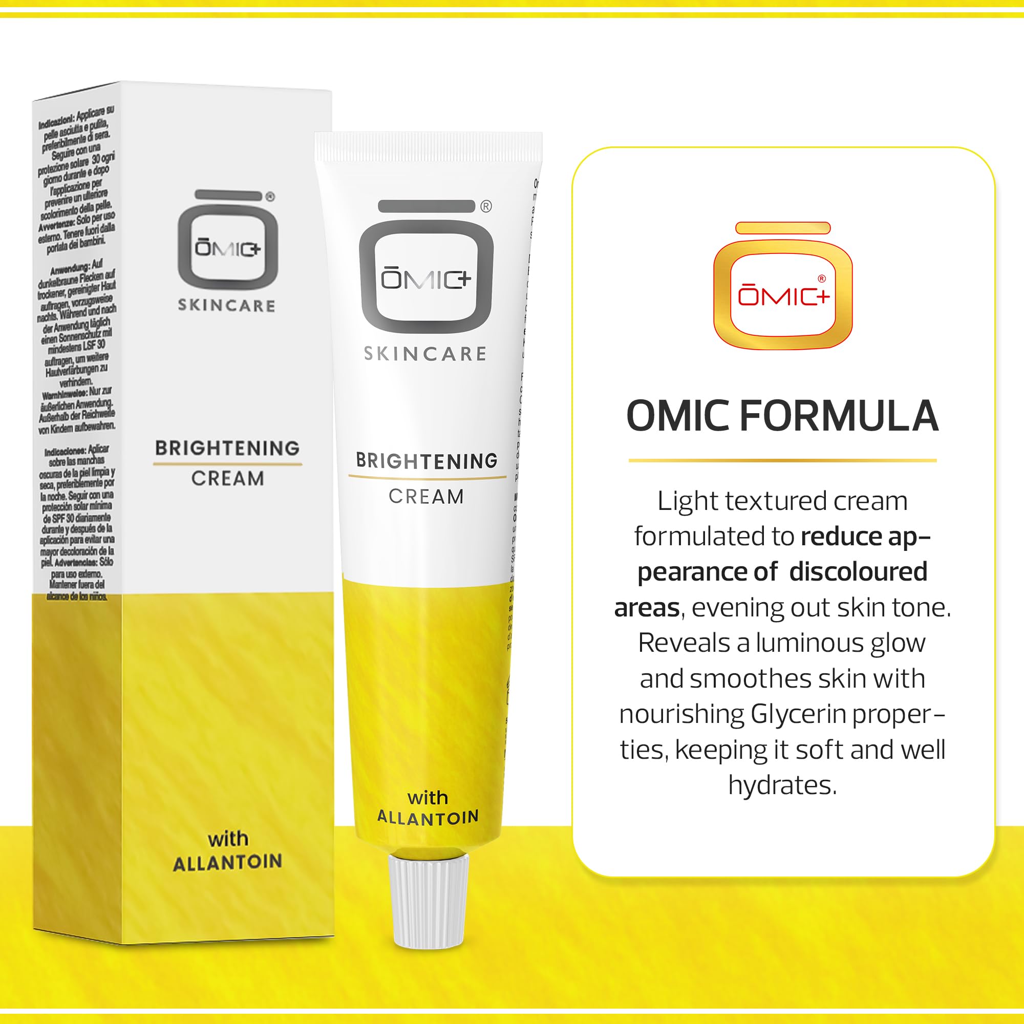 OMIC ingredient label highlighting alpha arbutin for targeted brightening