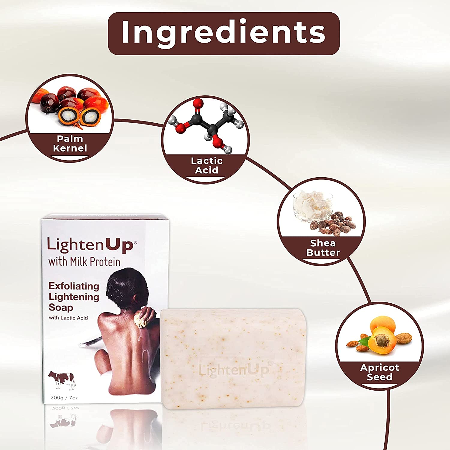 OMIC Lighten-Up bar producing creamy lather for gentle exfoliation