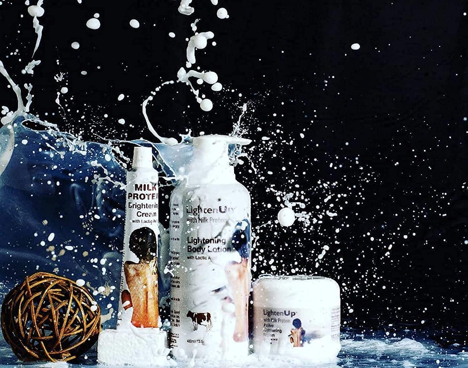 OMIC Lighten-Up label showing key ingredients like lactic acid and shea