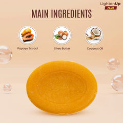 OMIC Lighten-Up papaya soap bar close-up revealing smooth glycerin surface