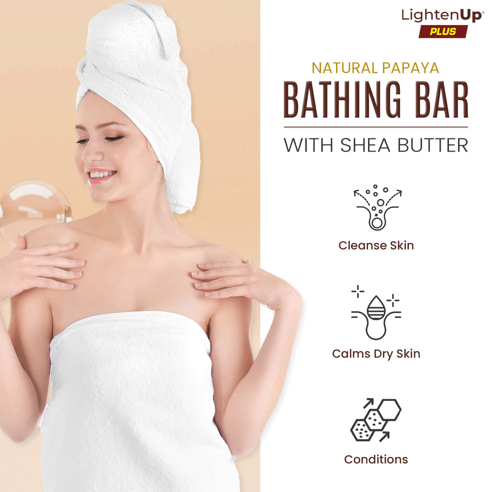 OMIC Lighten-Up lathered soap in hand demonstrating gentle exfoliation