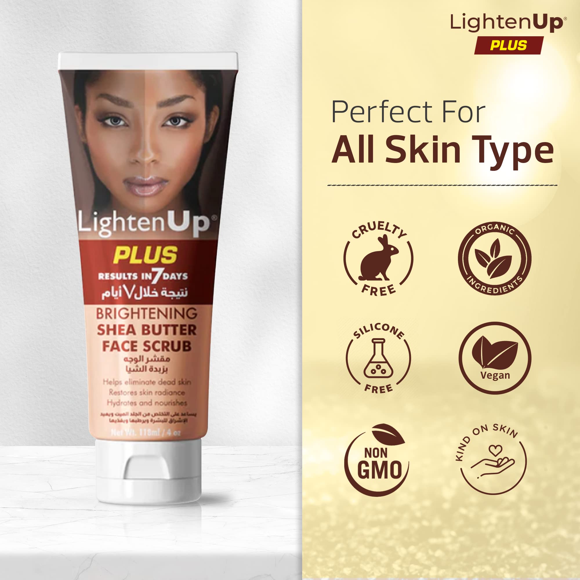 OMIC Lighten-Up beside common items to show 118 ml size and portability