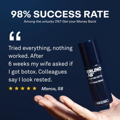 Omnis Uomo SerlinoLab next to a ruler for accurate 1.7 fl oz size and travel-ready convenience