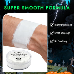 OMOV white face paint brush stroke detail illustrating precise lines and control