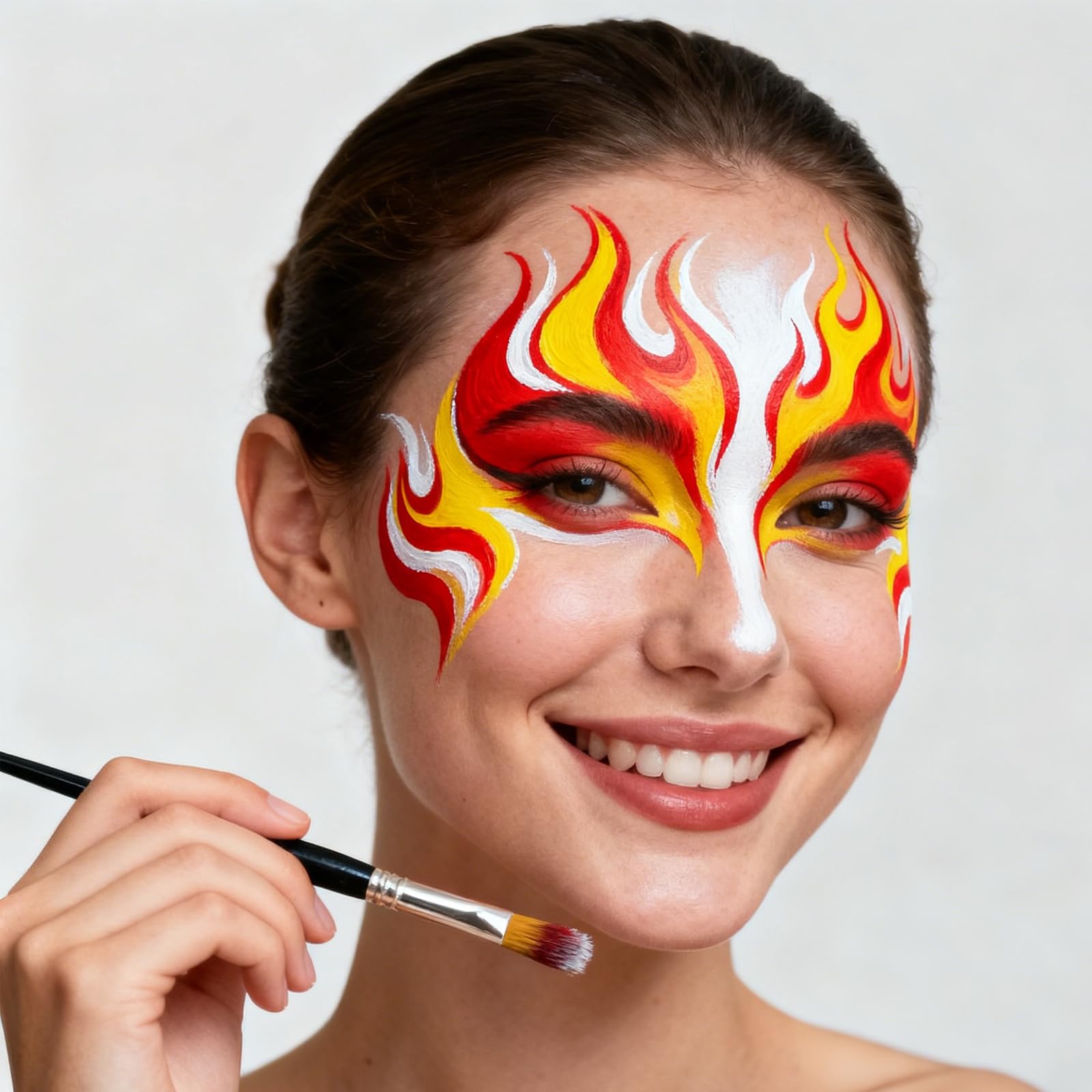 OMOV white face paint used in costume makeup demonstrating bold stage-ready finish