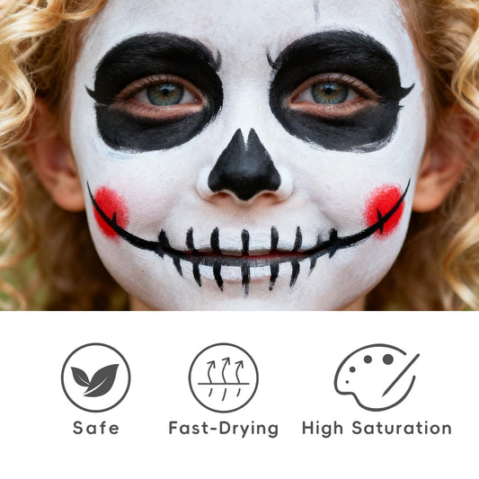 OMOV white face paint close-up texture that shows creamy, smooth pigment