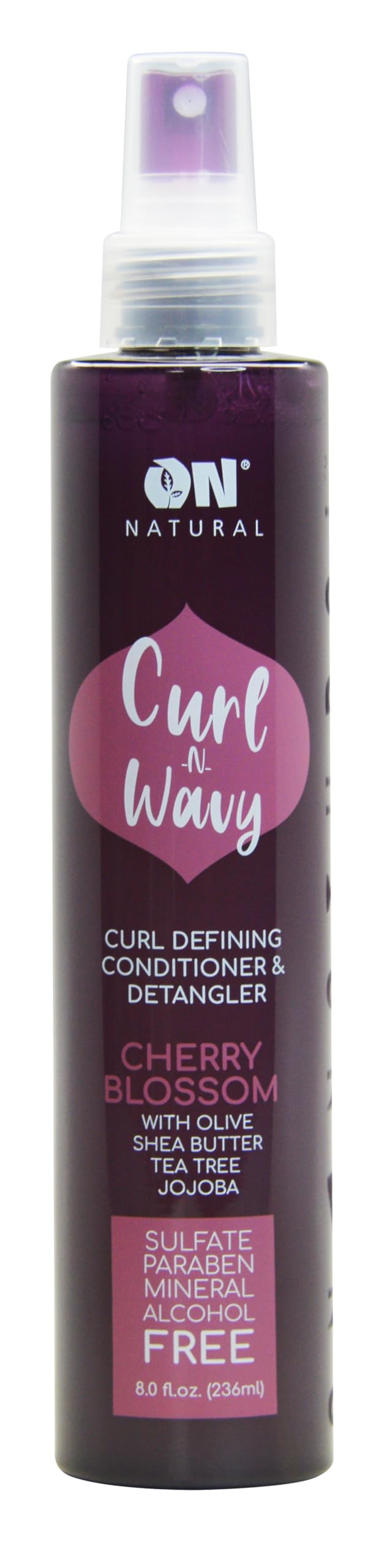 On Natural front bottle view showing label and cherry blossom scent benefits