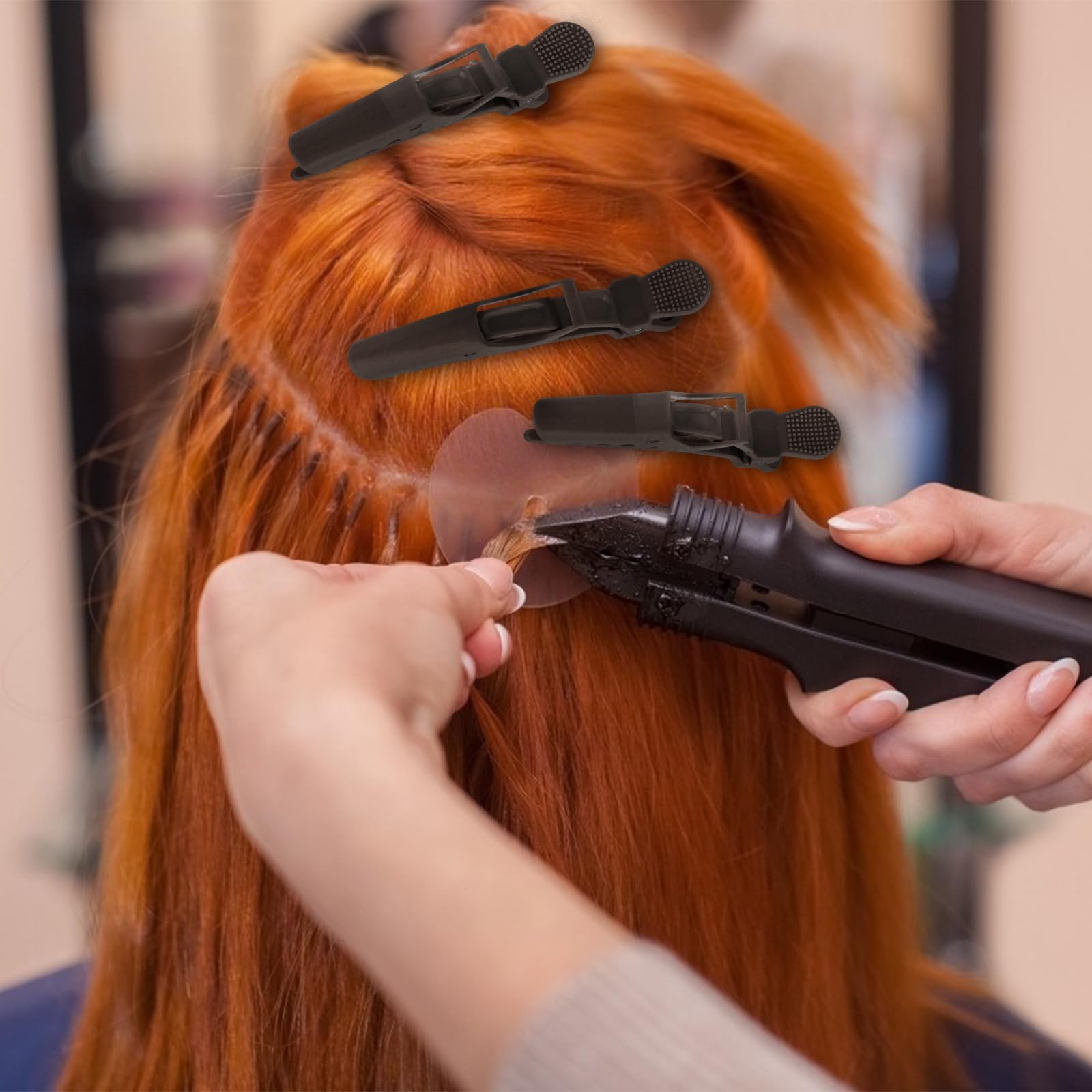 Ondder clip securing hair while blow-drying for hands-free styling benefit