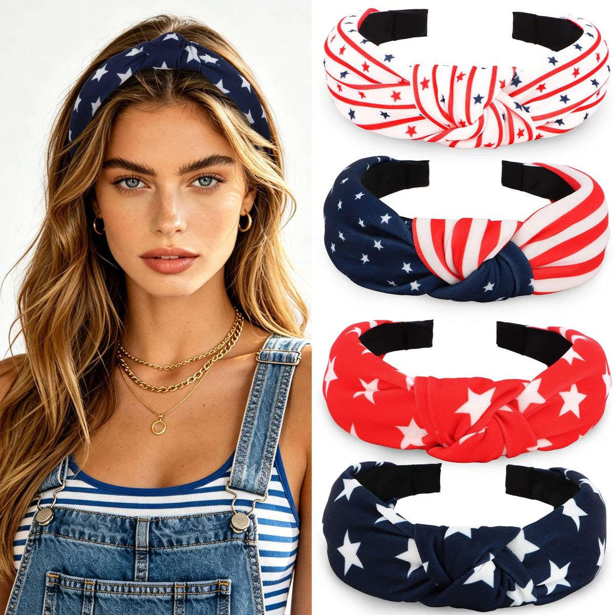 Ondder front packaging showing four patriotic headband designs and ready-to-wear benefit