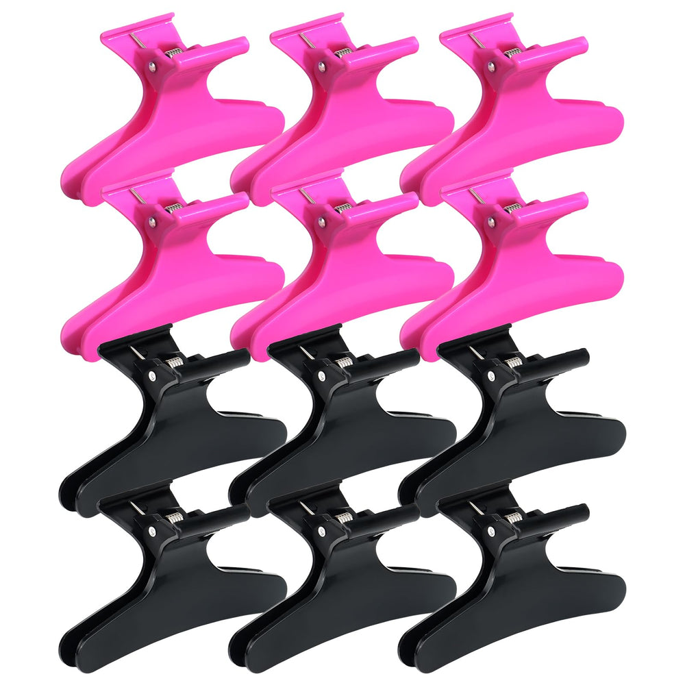 Ondder front view of clips showing black and hot pink colors and firm grip