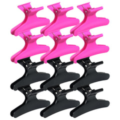 Ondder front view of clips showing black and hot pink colors and firm grip