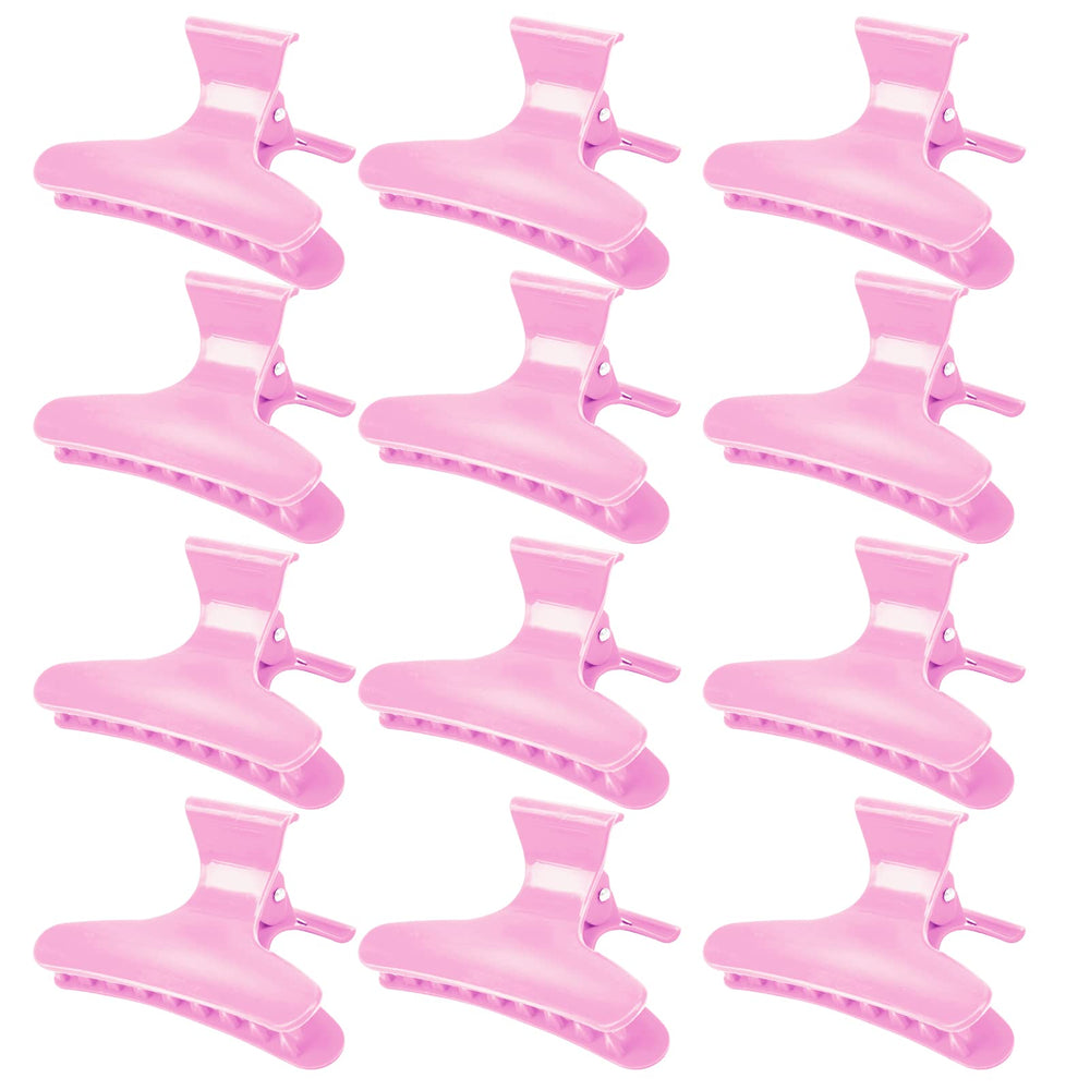 Ondder front view pack showing twelve pink butterfly clips and convenience