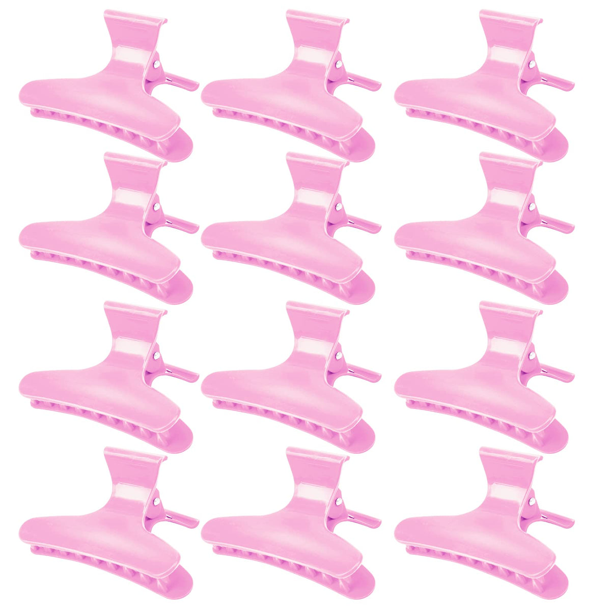 Ondder front view pack showing twelve pink butterfly clips and convenience