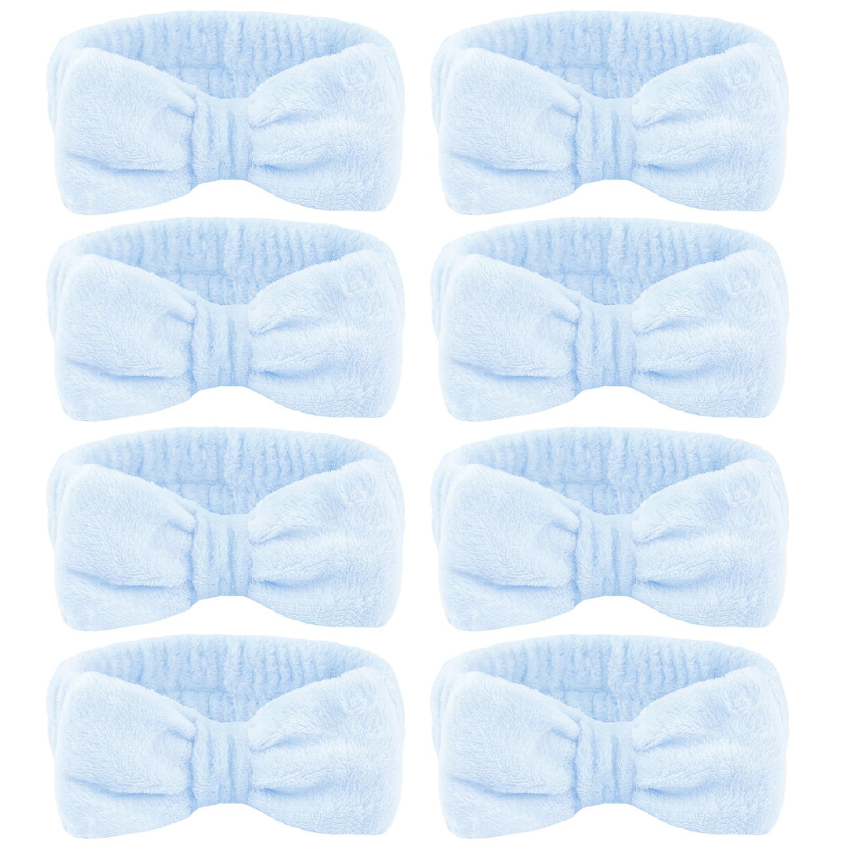 Ondder front packaging of eight blue spa headbands showing set benefit