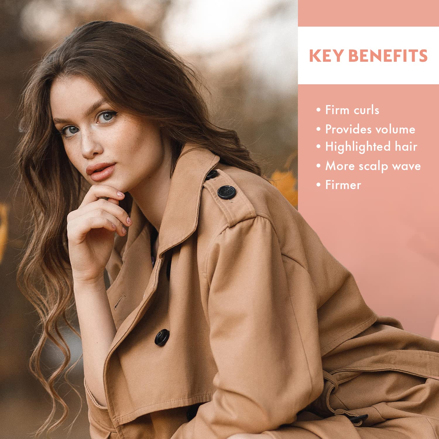 One 'N Only finished firm curls on model showing defined, manageable hair result