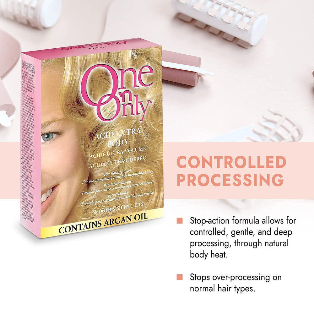 One 'N Only application on perm rods demonstrating even coverage and curl control