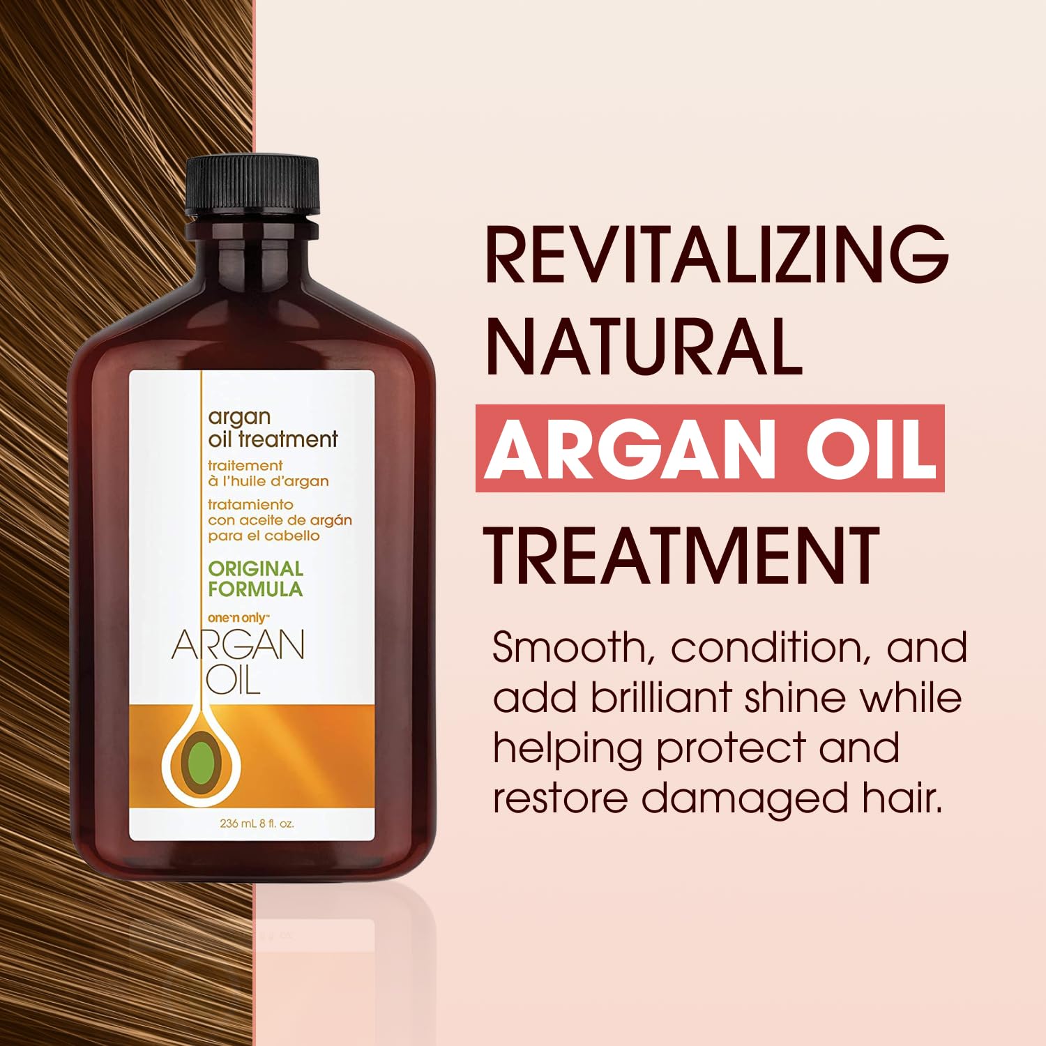 Hands applying One 'n Only oil demonstrating easy distribution for frizz control