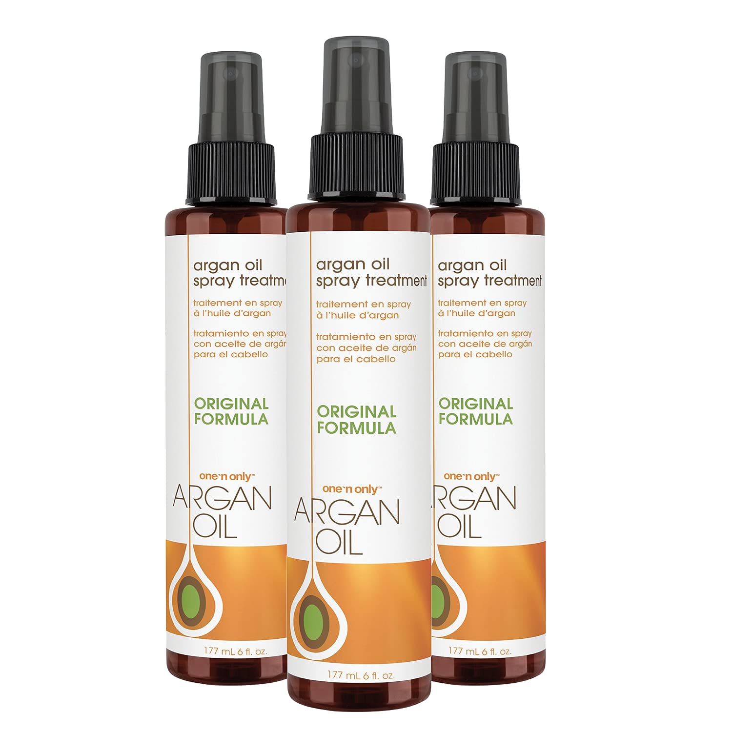 One 'N Only front packaging showing three 6 oz bottles and brand shine benefit