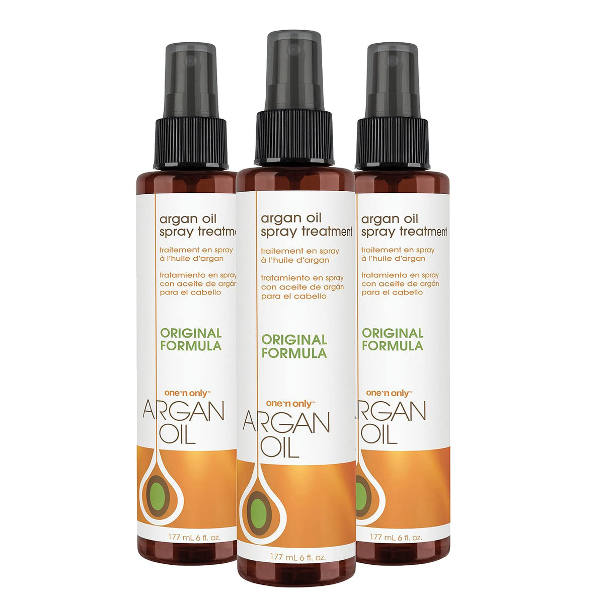 One 'N Only front packaging showing three 6 oz bottles and brand shine benefit