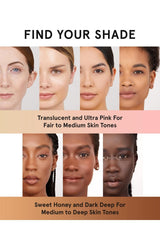 ONE/SIZE before and after face view showing reduced shine and refined pores