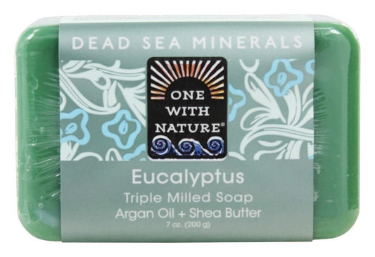 One With Nature eucalyptus soap front packaging showing brand and 7 oz weight for clear identification and trust