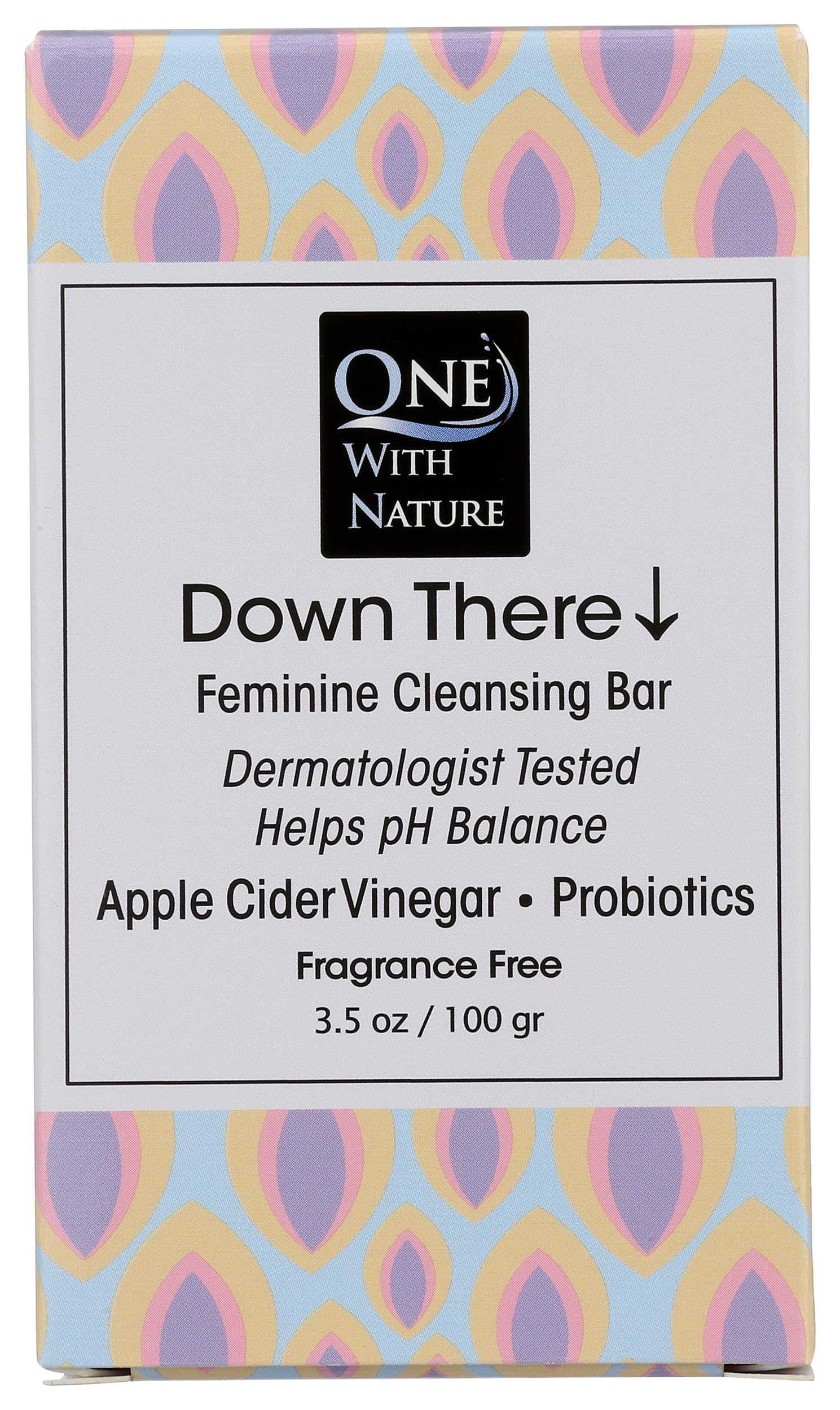 One With Nature front packaging showing unscented intimate soap and benefits