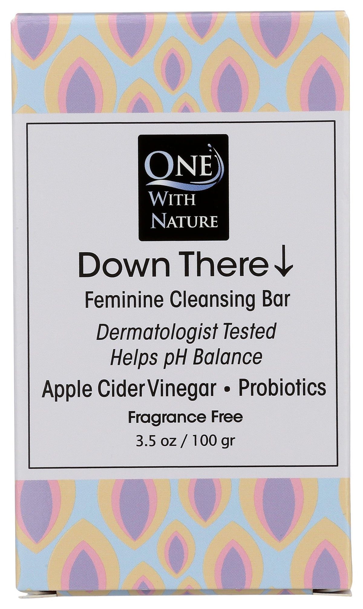 One With Nature front packaging showing unscented intimate soap and benefits