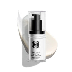 oneskin front packaging showing 20 mL tube and branding benefits