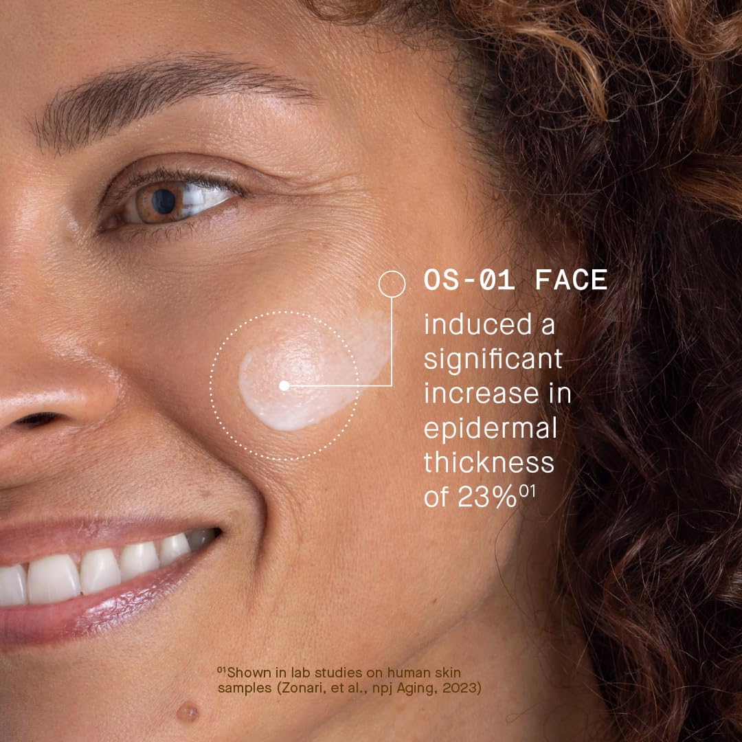 Close-up of cream texture from OneSkin showing lightweight absorbent feel benefit
