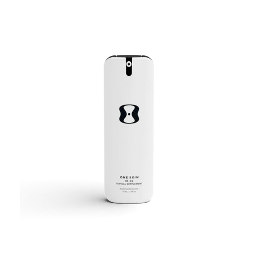 OneSkin mini bottle front view showing brand and compact travel benefit