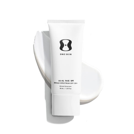 oneskin front tube showing label and SPF 30 protection benefit