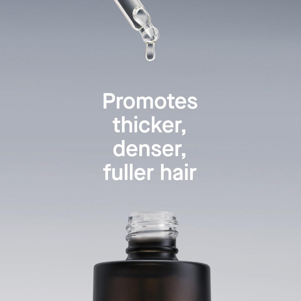 oneskin serum on bathroom shelf as part of daily hair care routine