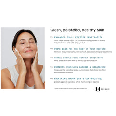 oneskin PREP in-hand application with foam showing easy rinse-off and non-stripping benefit