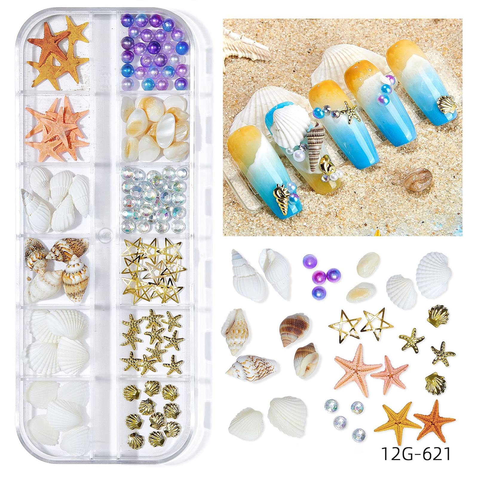 ONEUPIN starfish detail highlighting delicate natural piece and elegant nail accent