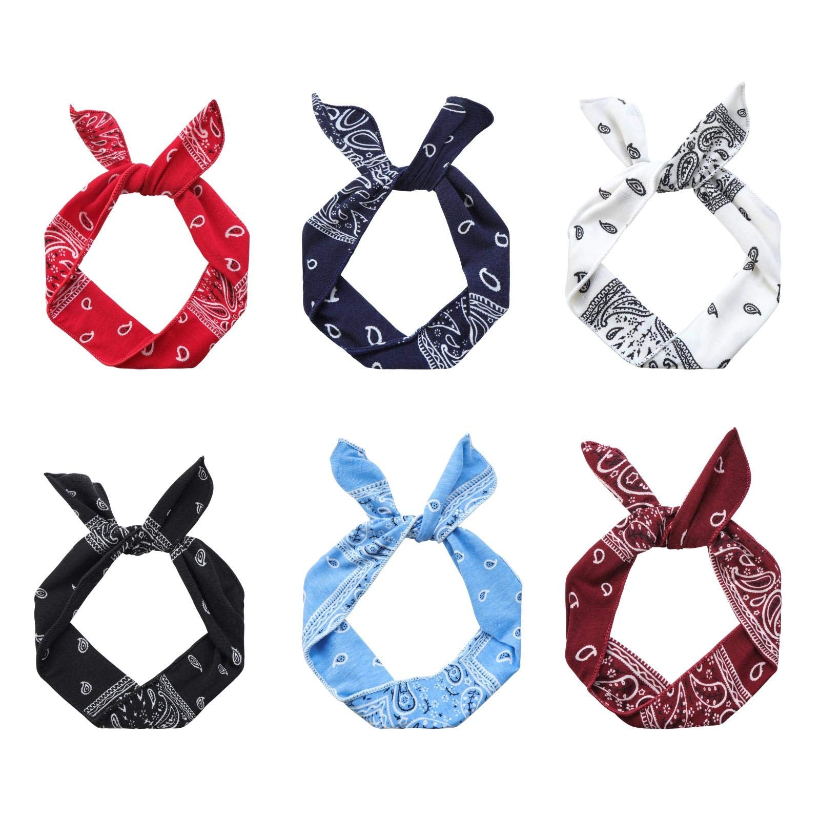 ONEYE front view pack of six paisley headbands showing variety and value