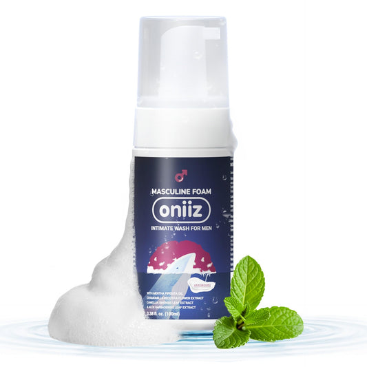 ONIIZ front packaging showing bottle and warm amber scent benefit