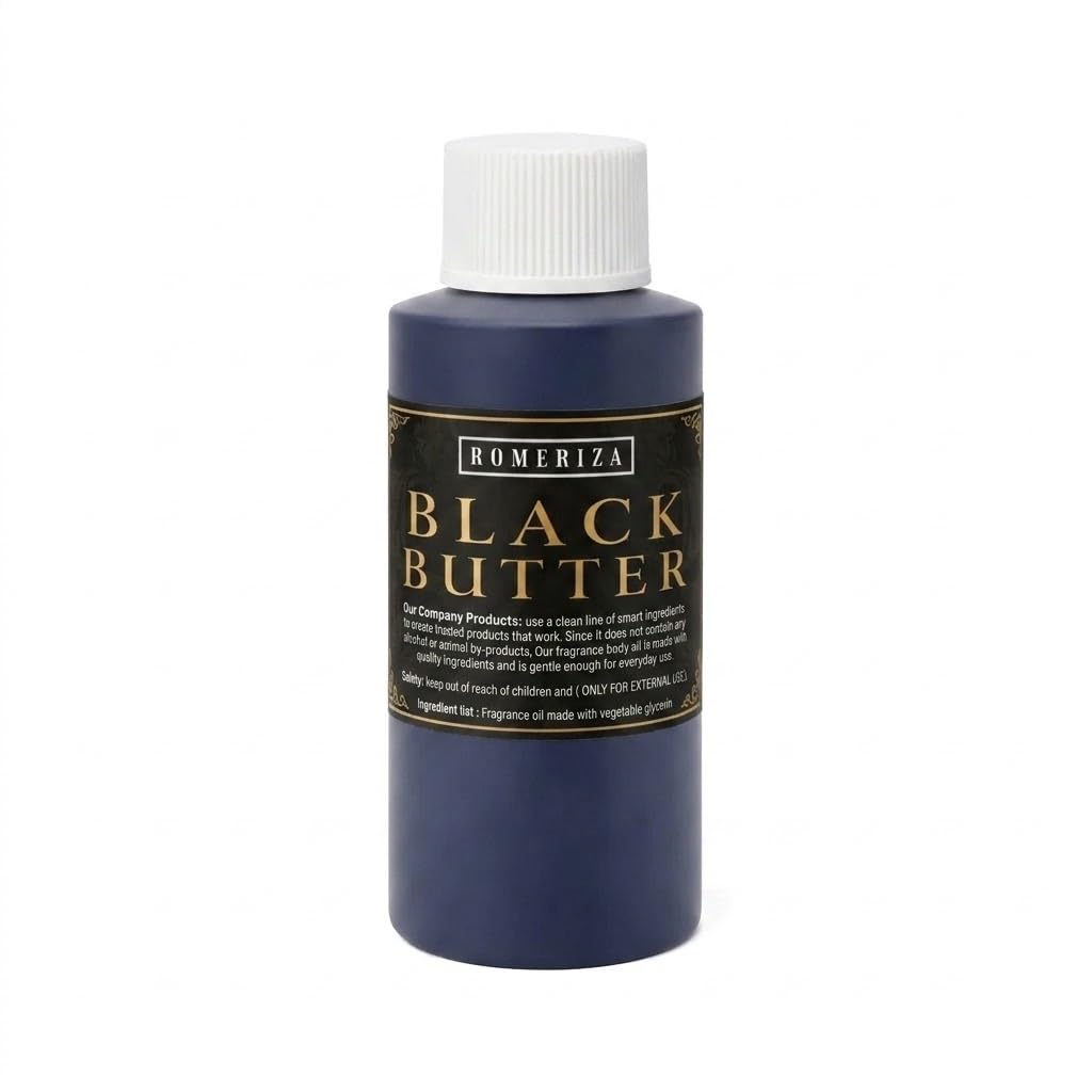 Onisavings Black Butter bottle front view showing compact travel perfume oil