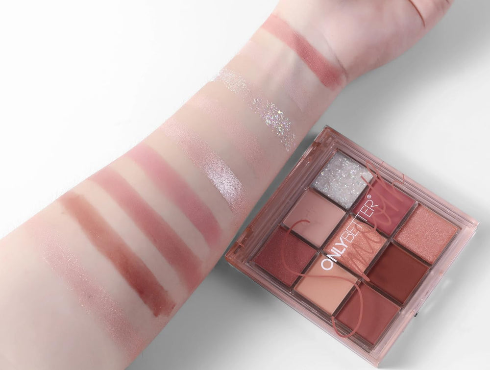 ONLYBETTER palette in hand showing compact size and travel-friendly benefit
