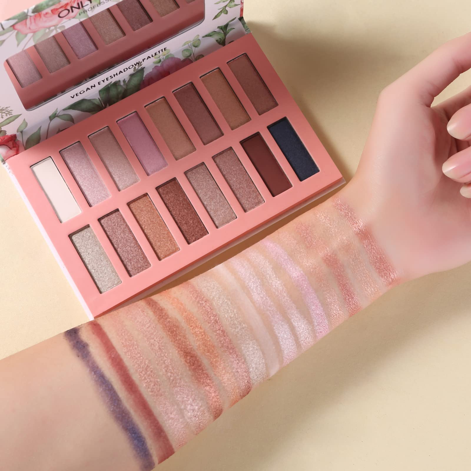 ONLYBETTER pan close-up showing powder texture and strong pigment payoff